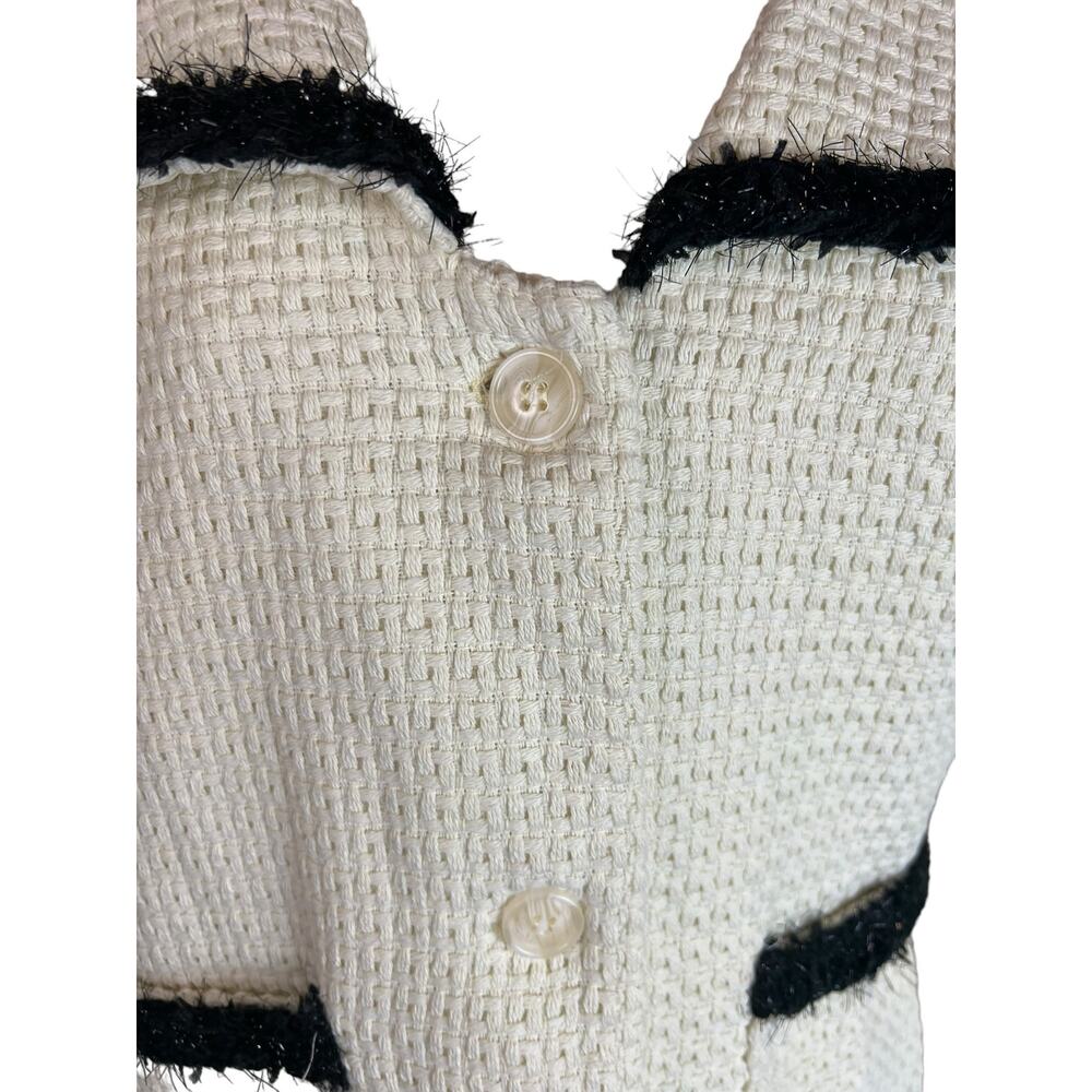 Dazy Ivory Black Tweed Womens Blazer XL Career Office Professional Brunch - Picture 7 of 11
